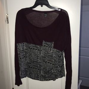 Burgundy/ Aztec Pattern Shirt